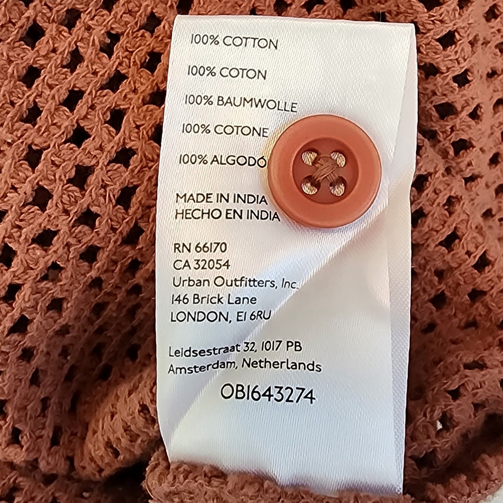 BDG Urban Outfitters Crochet Knit Button Down Shirt Small - Picture 6 of 7